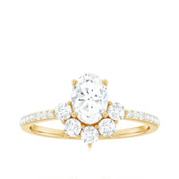 Rosec Jewels 2 CT oval cubic zirconia engagement ring with half halo design, showcasing sparkling stones and elegant band.