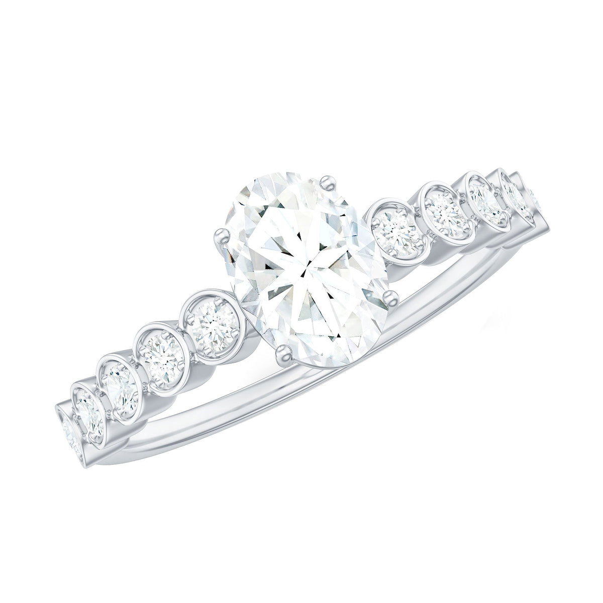 Rosec Jewels 1.75 CT prong set oval cut zircon solitaire engagement ring with a sleek band and sparkling central stone.