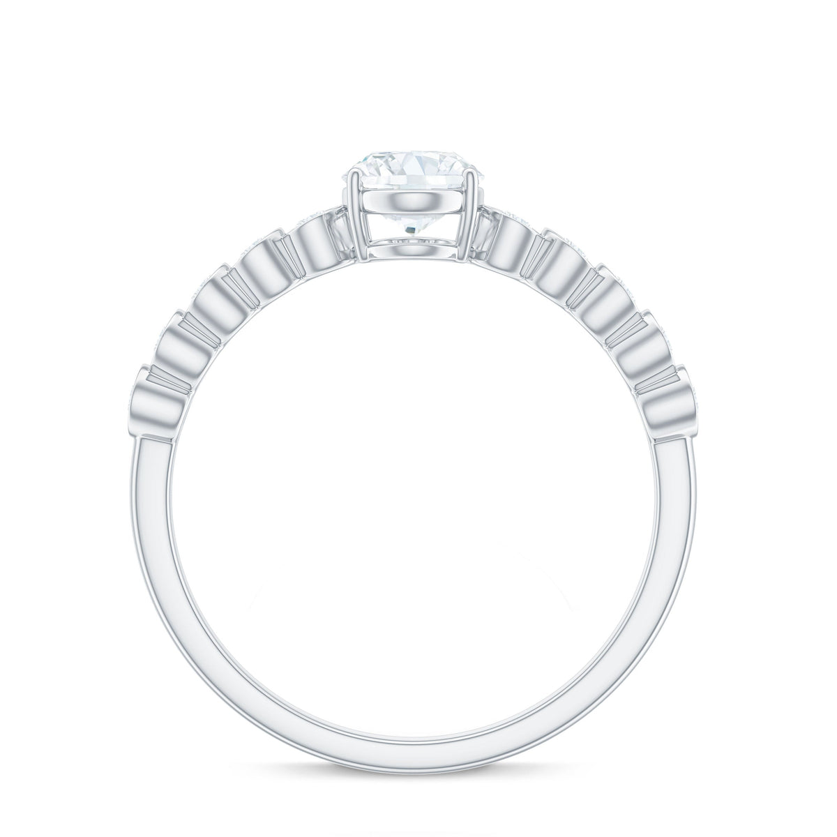 Oval cut zircon solitaire engagement ring with 1.75 carats prong set in a silver band, by Rosec Jewels.