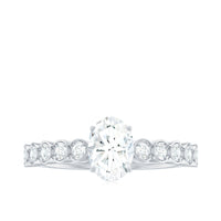 Oval cut zircon solitaire engagement ring with 1.75 carats prong set in a classic ring style by Rosec Jewels.