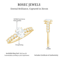 Rosec Jewels 1.75 CT prong set oval cut zircon solitaire engagement ring with a sleek band and sparkling stone.