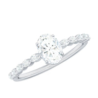 Rosec Jewels 1.75 CT oval cut zircon solitaire engagement ring with side stones, showcasing a sparkling center and elegant band.