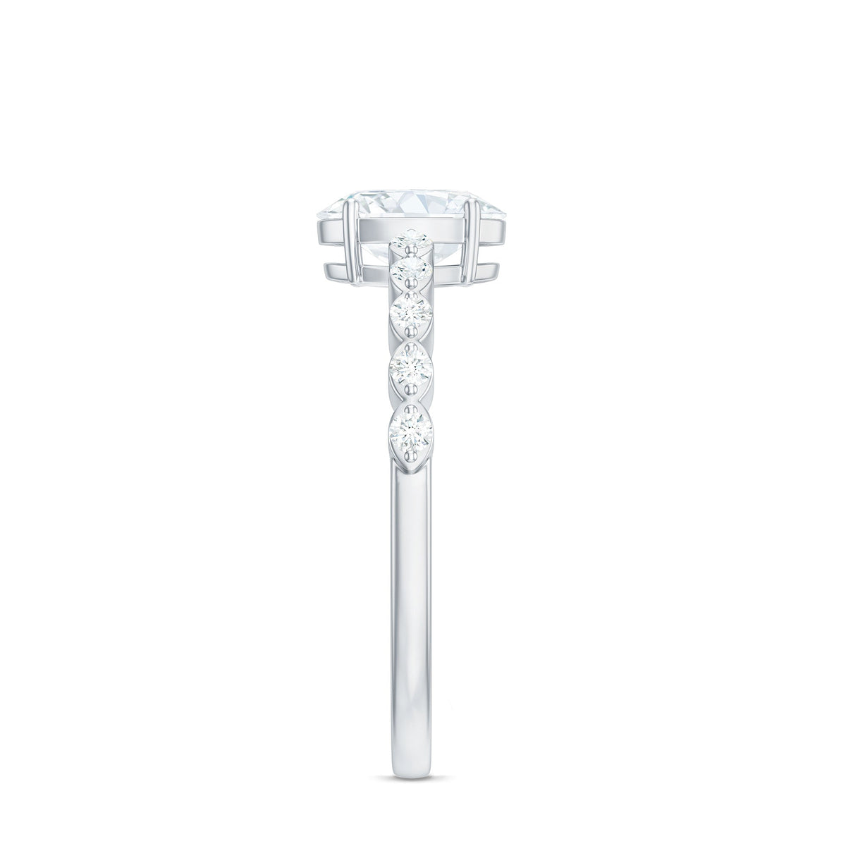 Rosec Jewels 1.75 CT oval cut zircon engagement ring with side stones, showcasing a sparkling central gemstone and elegant band design.