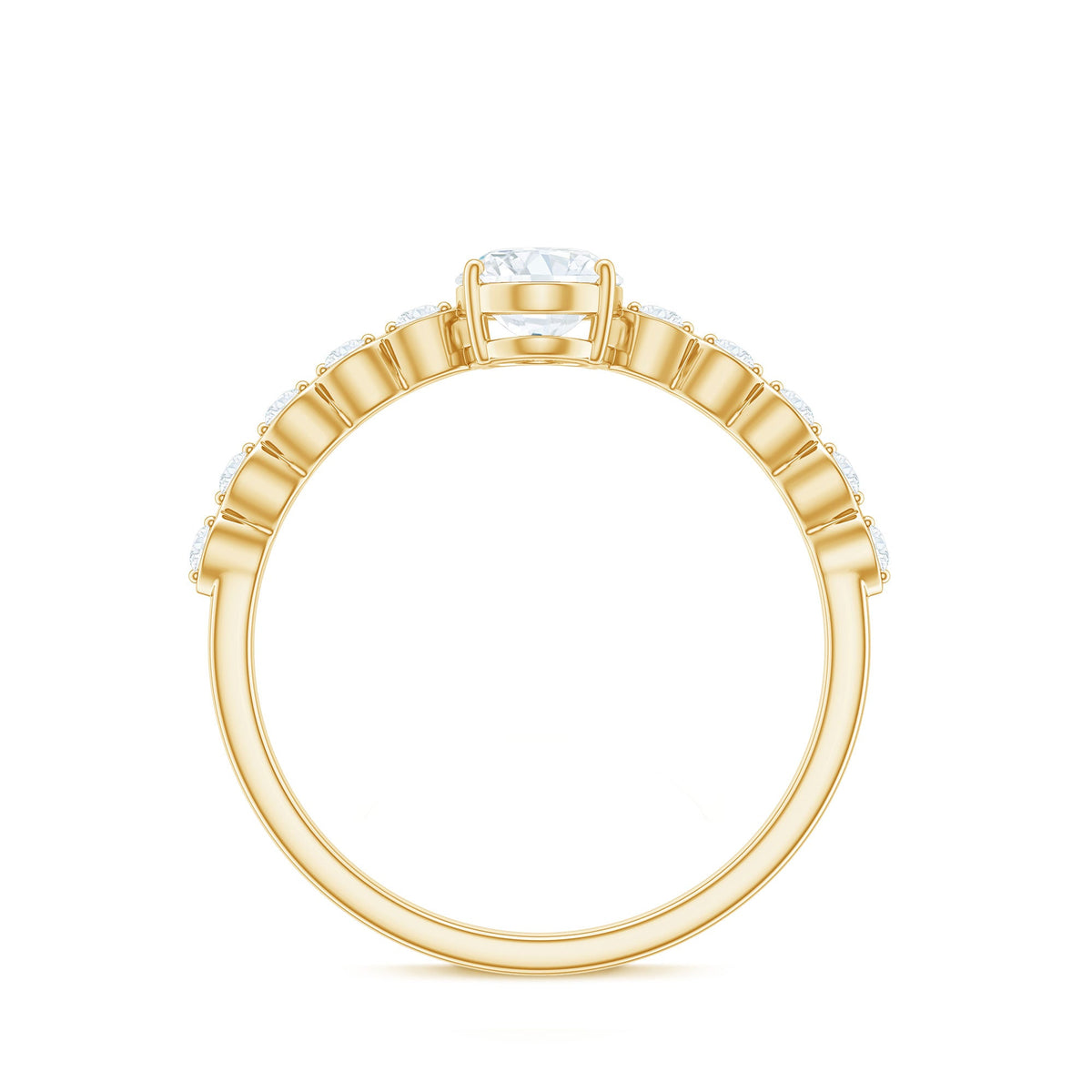 Rosec Jewels 1.75 CT oval cut solitaire zircon engagement ring with side stones, showcasing a sparkling center stone and elegant band.