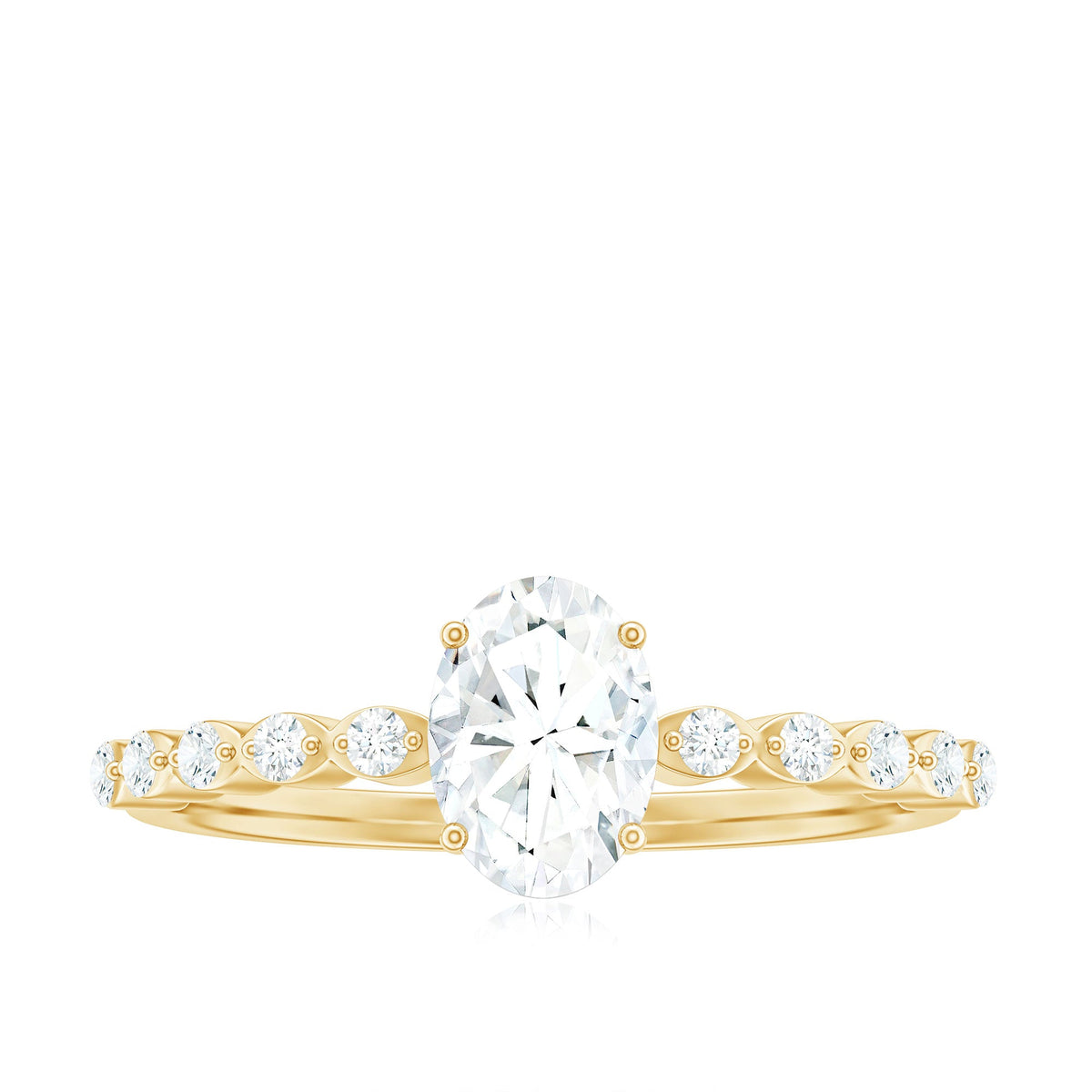 Rosec Jewels 1.75 CT oval cut zircon engagement ring with side stones, featuring a sleek design and sparkling center gemstone.