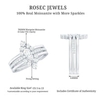 Marquise Cut Moissanite Solitaire Trio Ring Set