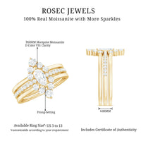 Marquise Cut Moissanite Solitaire Trio Ring Set