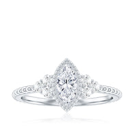 Marquise Cut Moissanite Vintage Looking Engagement Ring