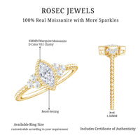 Marquise Cut Moissanite Vintage Looking Engagement Ring