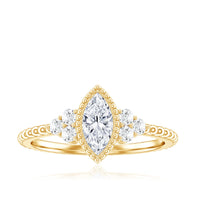 Marquise Cut Moissanite Vintage Looking Engagement Ring