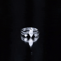 Marquise Cut Moissanite Engagement Ring with Stackable Band