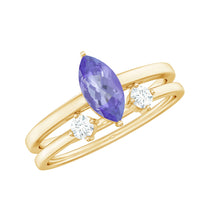 Natural marquise tanzanite diamond promise ring set by Rosec Jewels, featuring elegant gemstone and diamond accents on sterling silver rings.