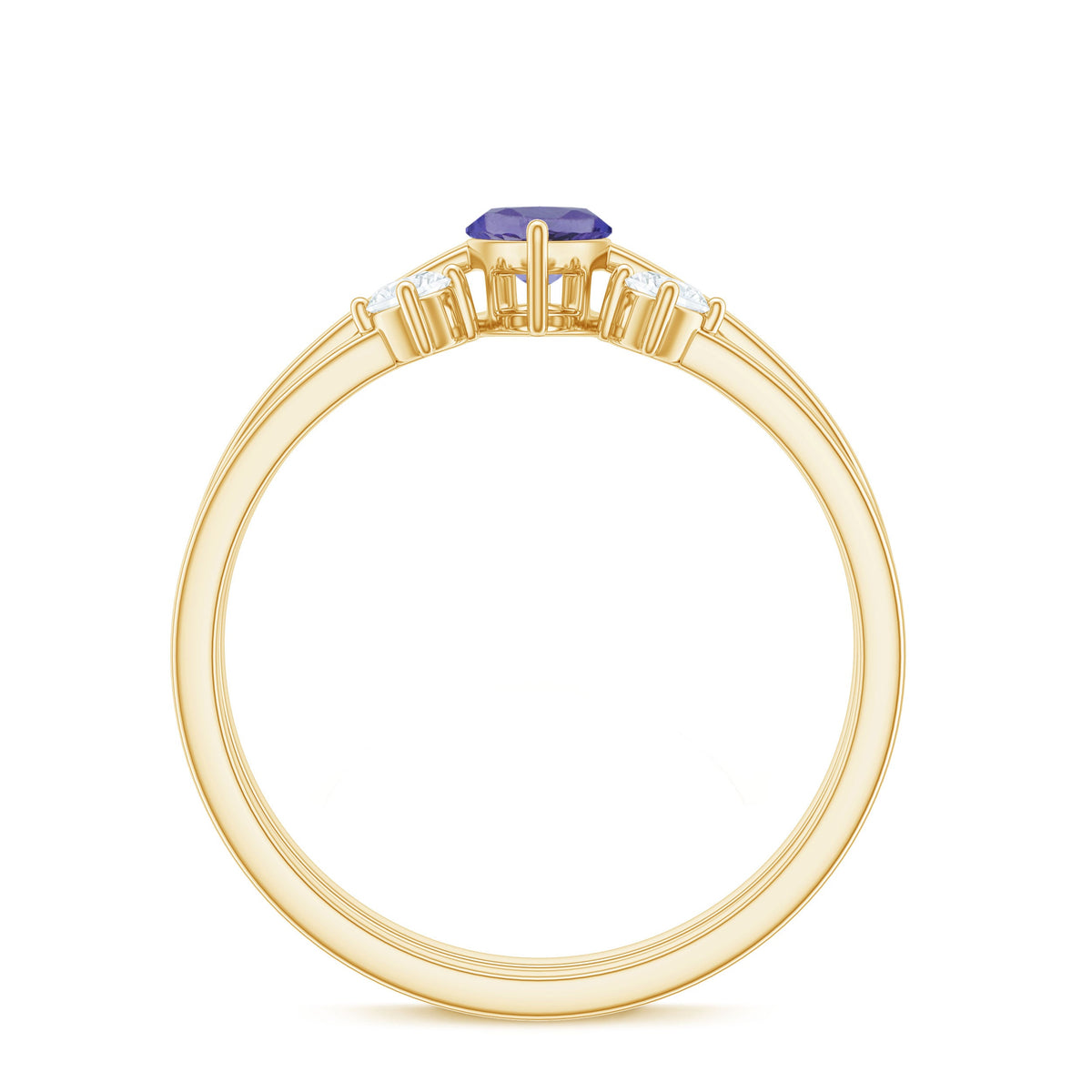 Pair of natural marquise tanzanite diamond promise rings from Rosec Jewels, featuring elegant gemstone and diamond designs.