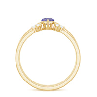 Pair of natural marquise tanzanite diamond promise rings from Rosec Jewels, featuring elegant gemstone and diamond designs.