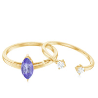 Natural marquise Tanzanite diamond promise ring set by Rosec Jewels, featuring elegant rings with marquise-shaped Tanzanite and diamond accents.