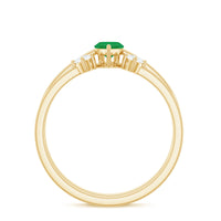 Natural marquise emerald and diamond promise ring set by Rosec Jewels, showcasing two elegant rings with green emeralds and sparkling diamonds