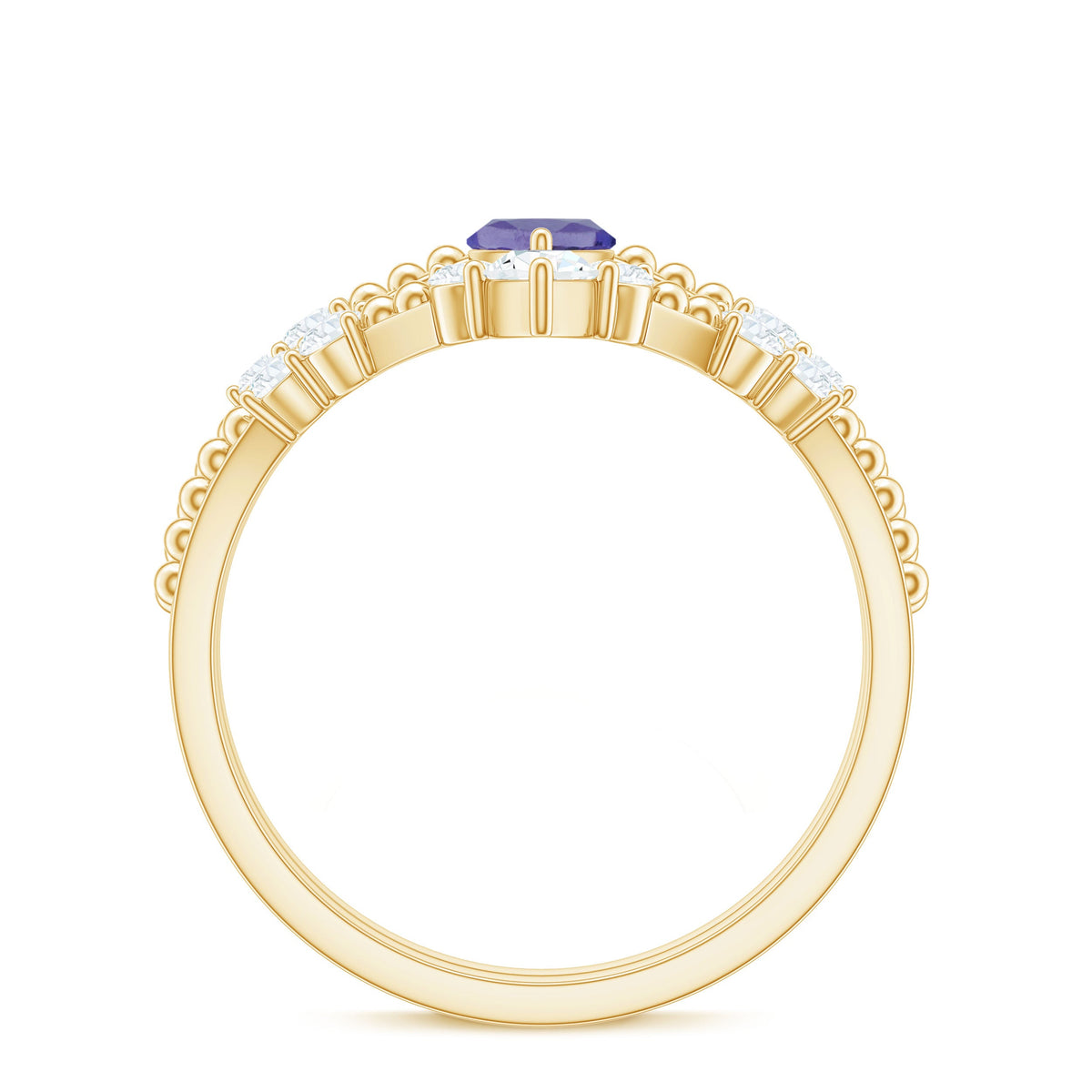 Natural marquise Tanzanite and diamond engagement ring set by Rosec Jewels featuring a stunning marquise-cut Tanzanite surrounded by diamonds.