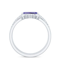 Certified real marquise tanzanite wedding ring set with diamonds by Rosec Jewels, featuring three elegant matching rings.