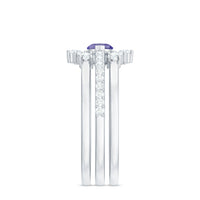 Certified real Marquise Tanzanite 3-piece wedding ring set with diamonds from Rosec Jewels, featuring elegant, sparkling gemstone rings.