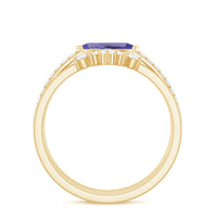 Certified real marquise tanzanite 3-piece wedding ring set with diamonds by Rosec Jewels, featuring elegant gemstone and diamond accents.