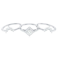 Princess Cut Moissanite Trio Bridal Ring Set with Certificate