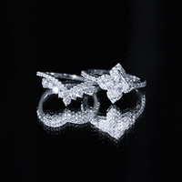Certified Moissanite Statement Wedding Ring Set
