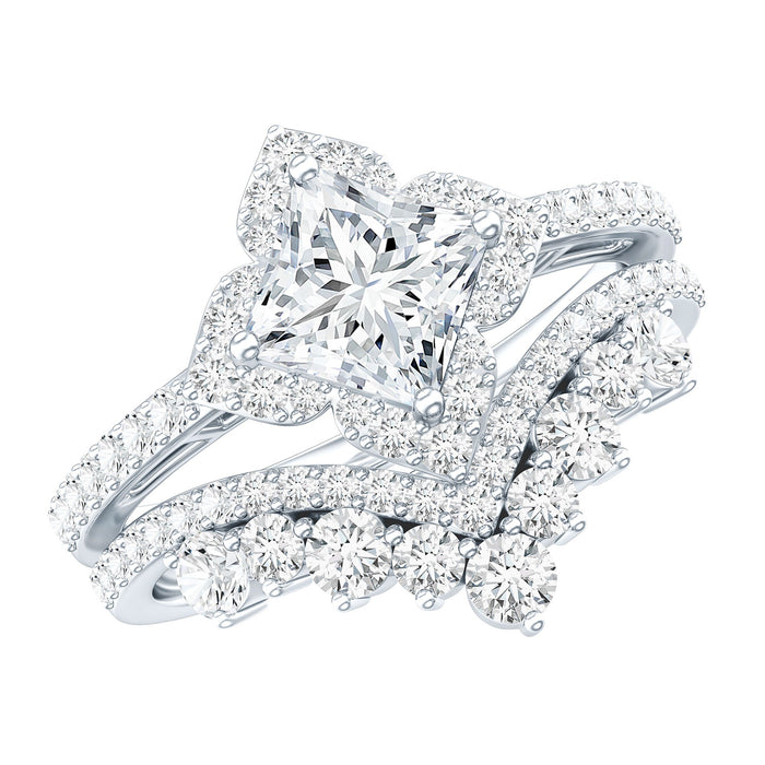 Princess Cut Moissanite Bridal Wedding Ring Set for Women