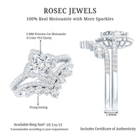 Princess Cut Moissanite Bridal Wedding Ring Set for Women