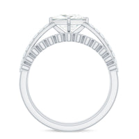 Princess Cut Moissanite Engagement Ring with Wedding Band Set