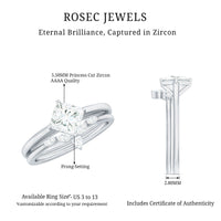 Cubic Zirconia Solitaire Ring Set with V Shape Band