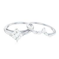 Cubic Zirconia Solitaire Ring Set with V Shape Band