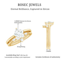 Cubic Zirconia Solitaire Ring Set with V Shape Band