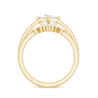 Cubic Zirconia Solitaire Ring Set with V Shape Band