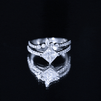 Princess Cut Moissanite Wedding Ring Set for Women