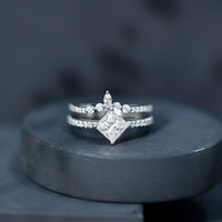 Princess Cut Moissanite Wedding Ring Set for Women