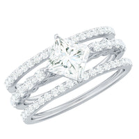 Princess Cut Moissanite 3 Piece Bridal Ring Set
