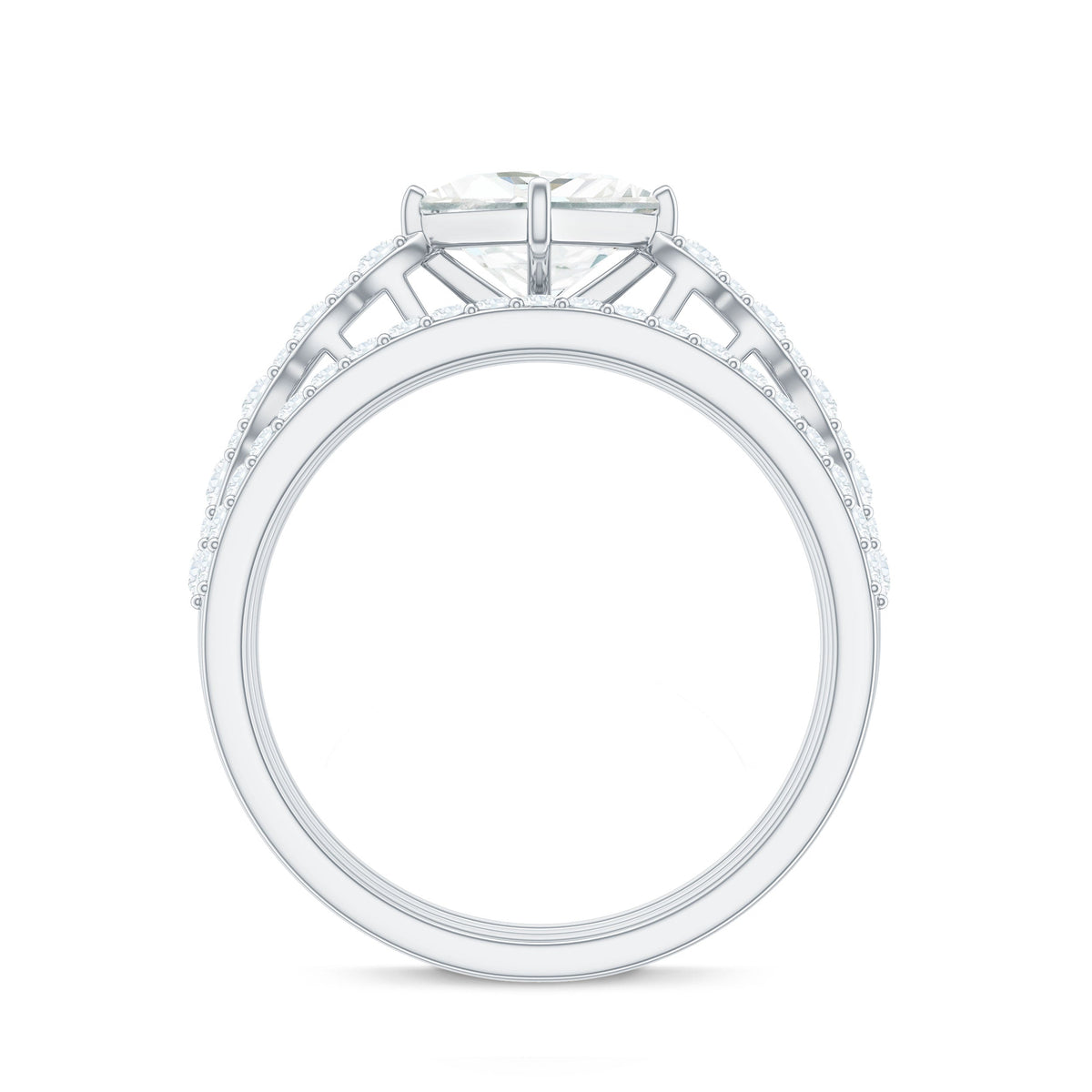 Princess Cut Moissanite 3 Piece Bridal Ring Set