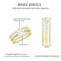 Princess Cut Moissanite 3 Piece Bridal Ring Set