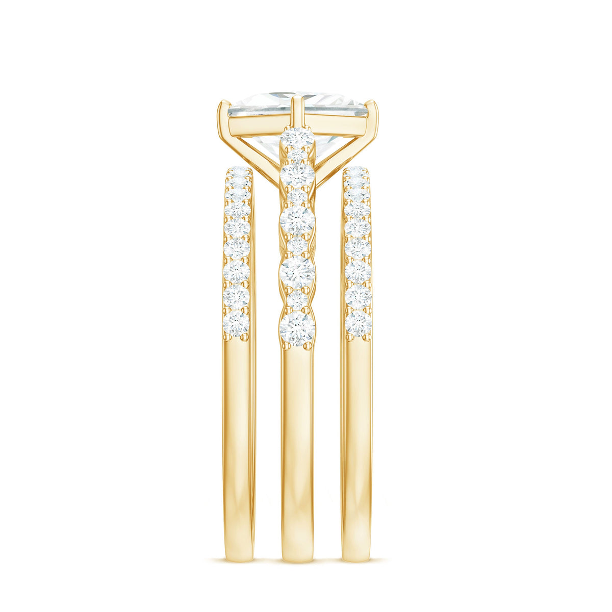 Princess Cut Moissanite 3 Piece Bridal Ring Set
