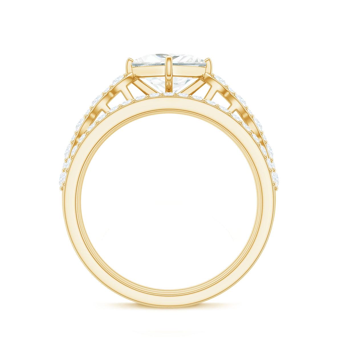 Princess Cut Moissanite 3 Piece Bridal Ring Set