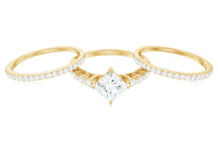 Princess Cut Moissanite 3 Piece Bridal Ring Set