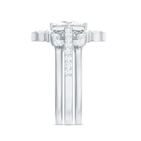Classic Trio Bridal Ring Set with Princess and Round Cut Moissanites