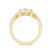 Classic Trio Bridal Ring Set with Princess and Round Cut Moissanites