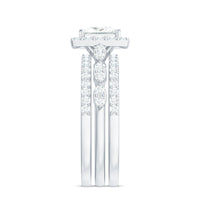 Princess Cut Moissanite Halo Engagement Ring with Wedding Bands