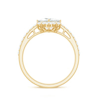 Princess cut moissanite engagement ring for women with a sleek design, featuring sparkling stones set in a Rosec Jewels ring.