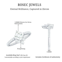Rosec Jewels 1.75 CT princess cut solitaire zircon engagement ring with a sleek band and elegant design.