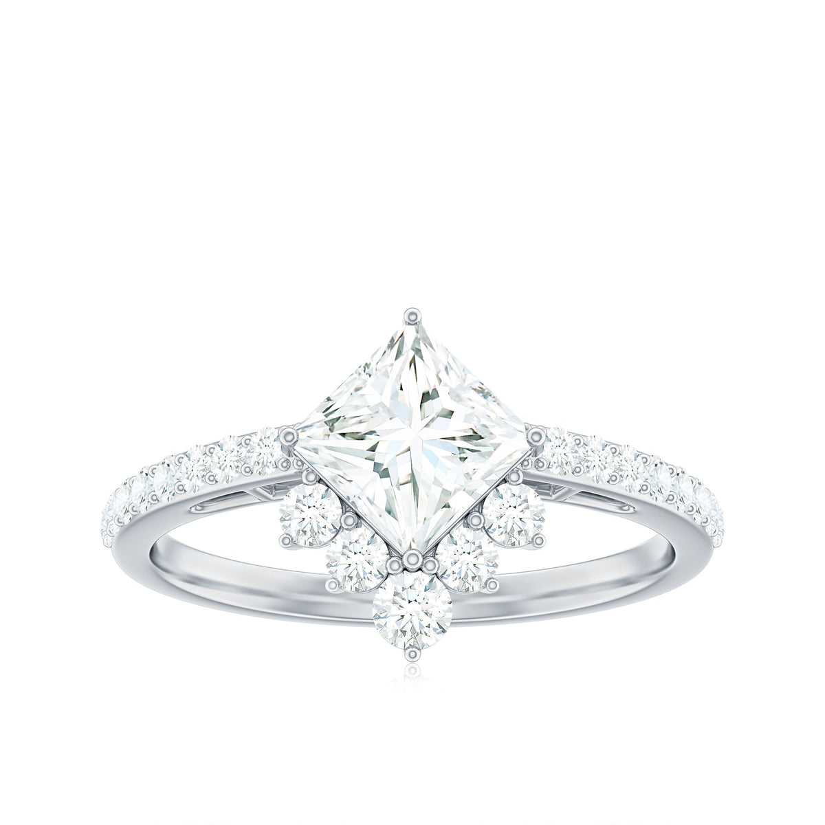 Rosec Jewels 1.75 CT princess cut solitaire zircon engagement ring featuring a sleek band and sparkling center stone.