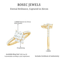 Rosec Jewels 1.75 CT princess cut solitaire zircon designer engagement ring with a sleek band and sparkling central stone.