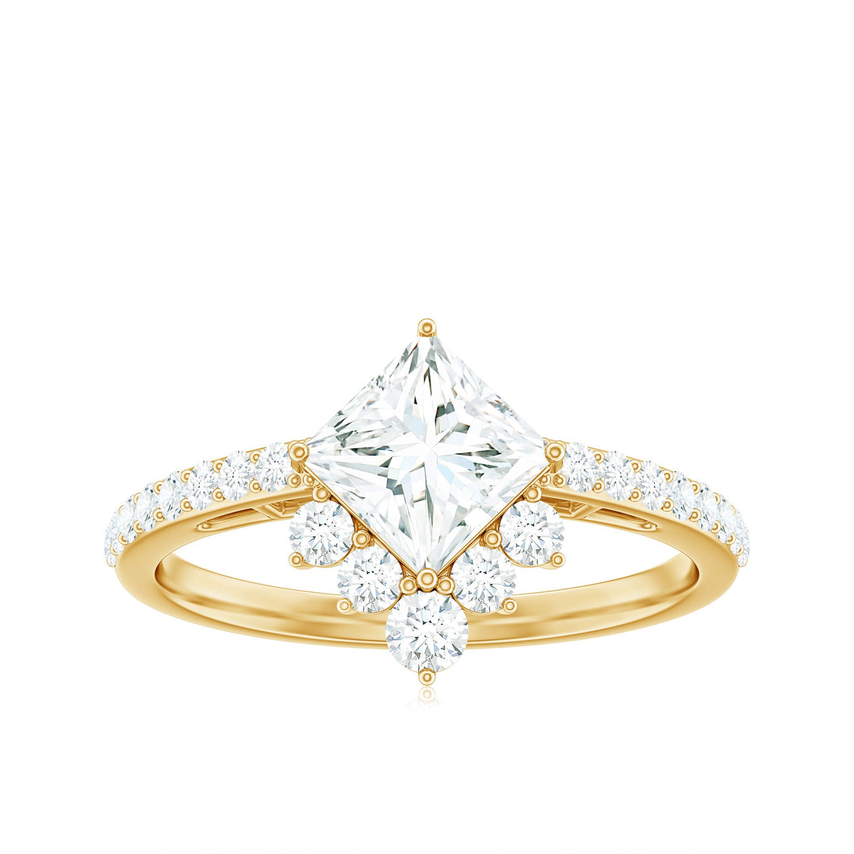 Rosec Jewels 1.75 CT princess cut solitaire zircon engagement ring with a sleek band and sparkling center stone.