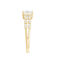 Princess cut zircon double band engagement ring with side stones by Rosec Jewels, featuring sparkling gemstone details.